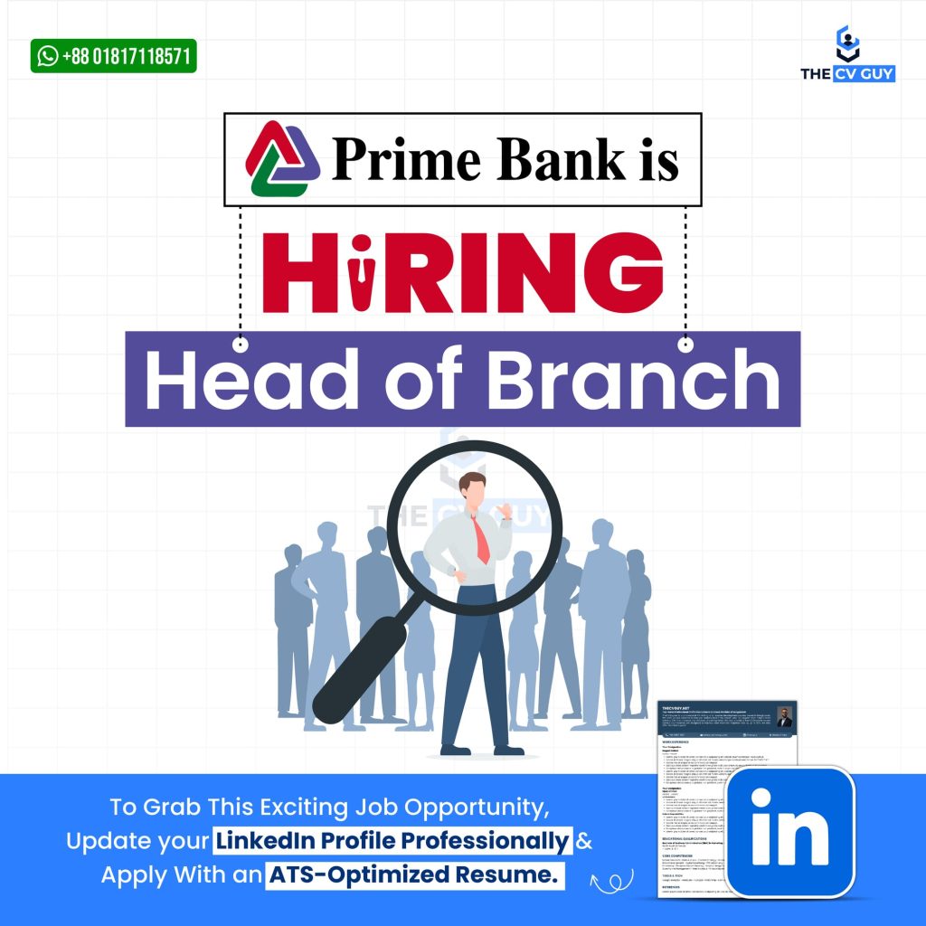 PRIME BANK is Hiring Head of Branch