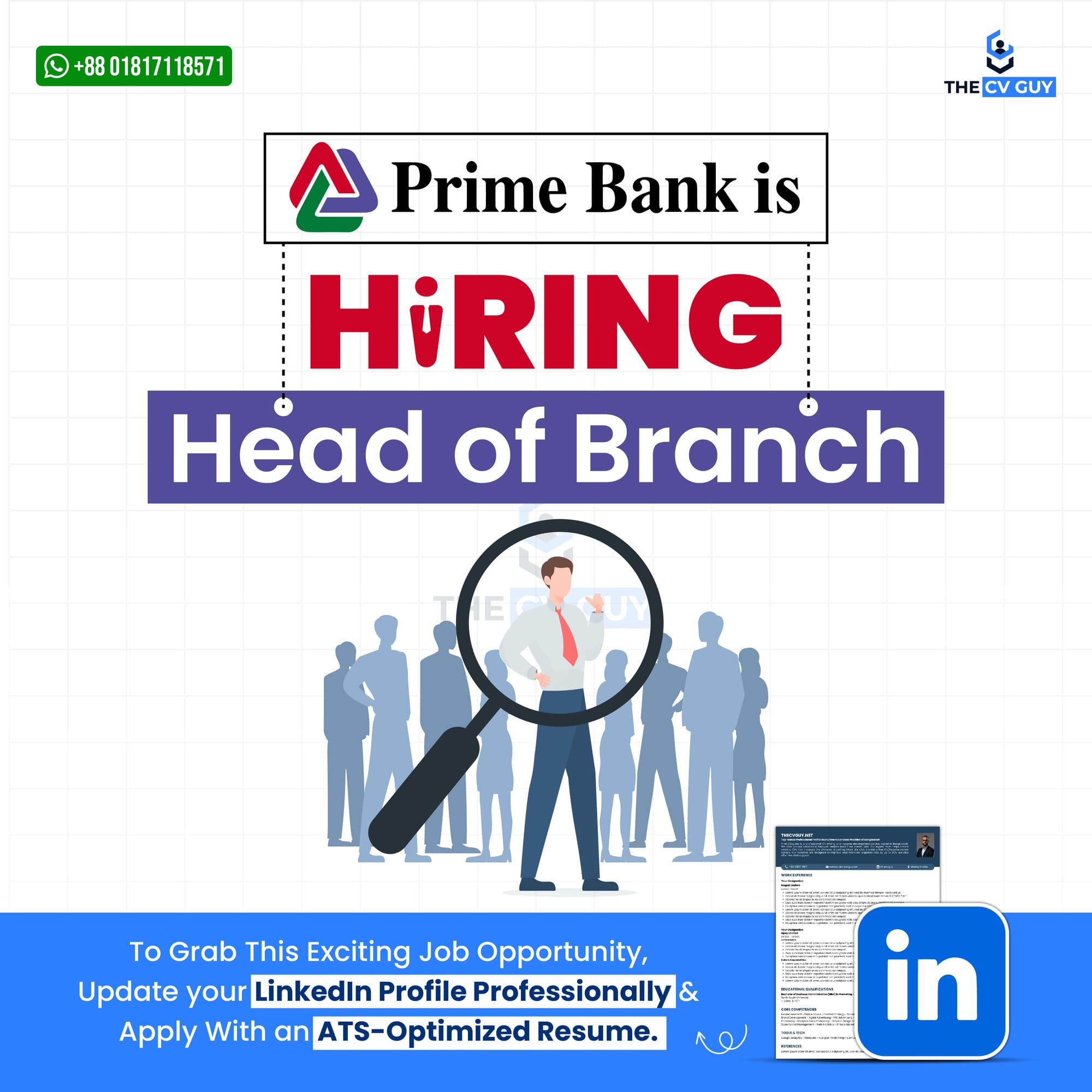 PRIME BANK is Hiring Head of Branch