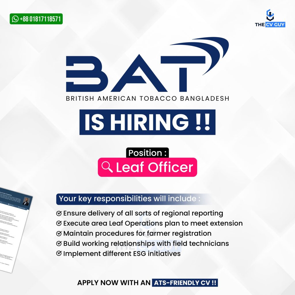 Job Openings at BAT Bangladesh – 2025