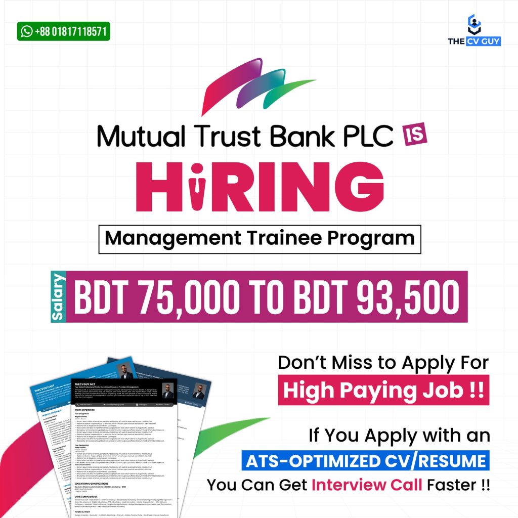 MTB is hiring Management Trainee - 2025 | The CV Guy - Top Jobs in BD