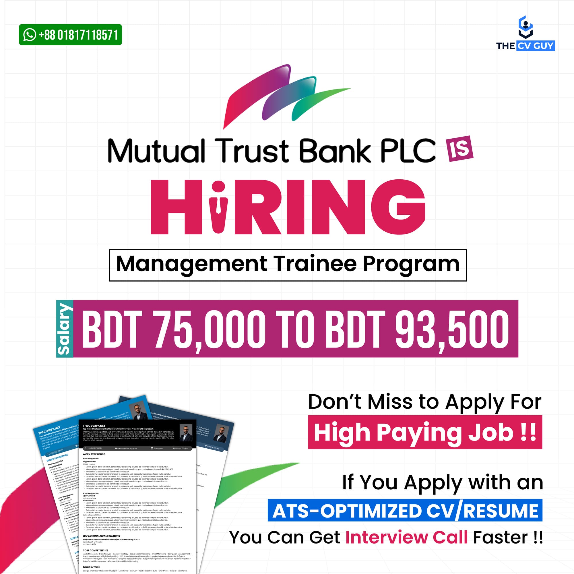 MTB is hiring Management Trainee - 2025 | The CV Guy - Top Jobs in BD