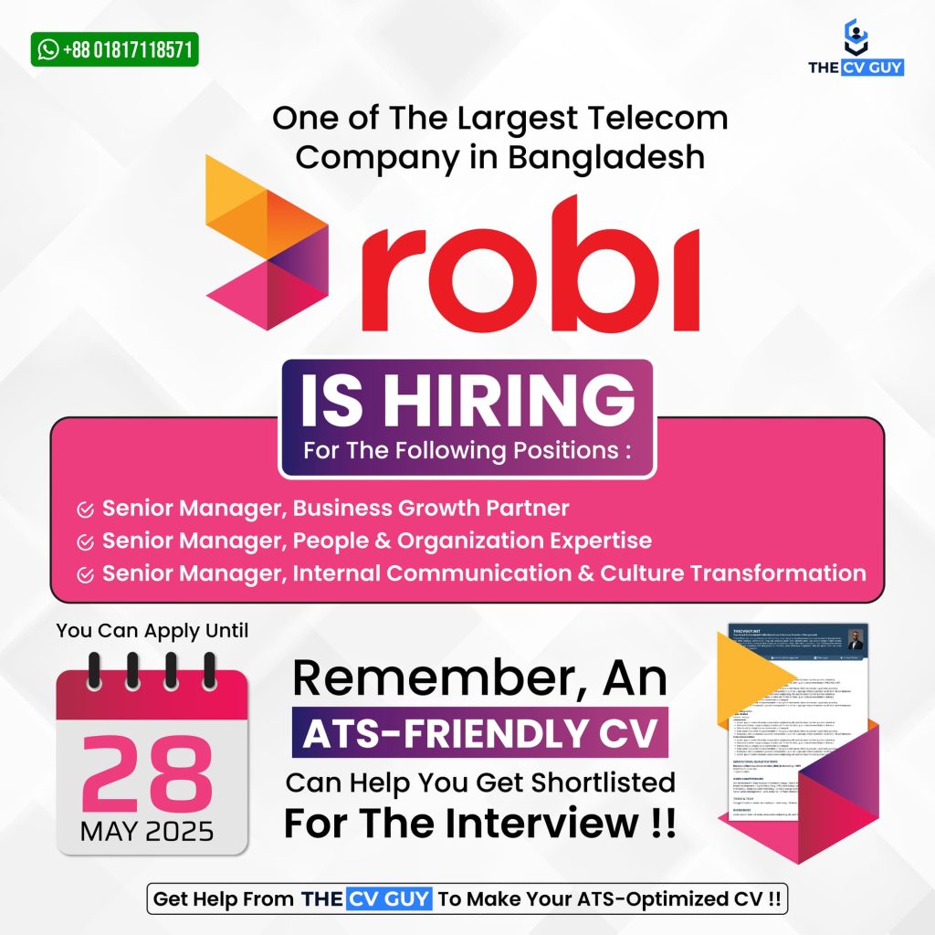 Robi Career 2025, Job Openings in Robi