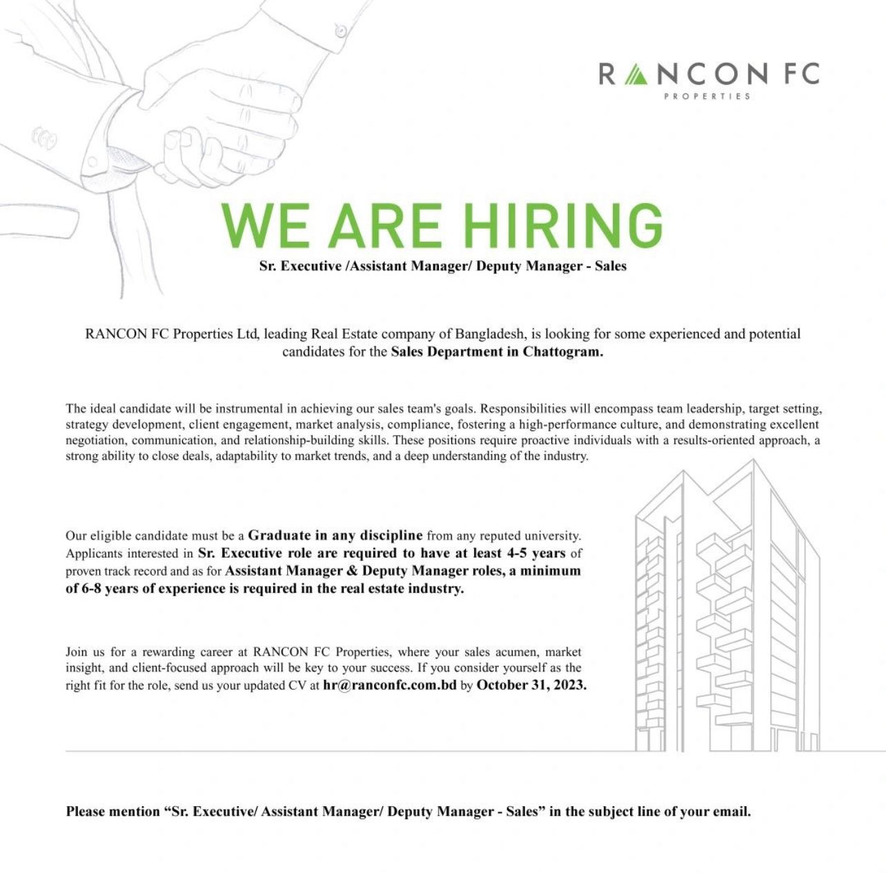 You are currently viewing RANCON FC Properties Ltd is hiring