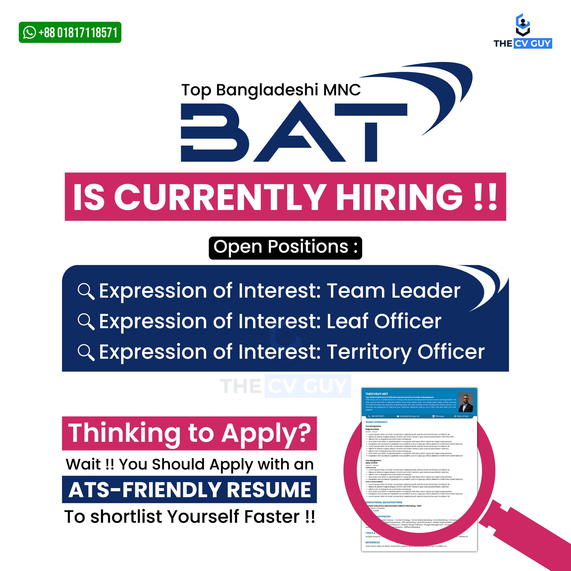 BAT Bangladesh is Hiring Now