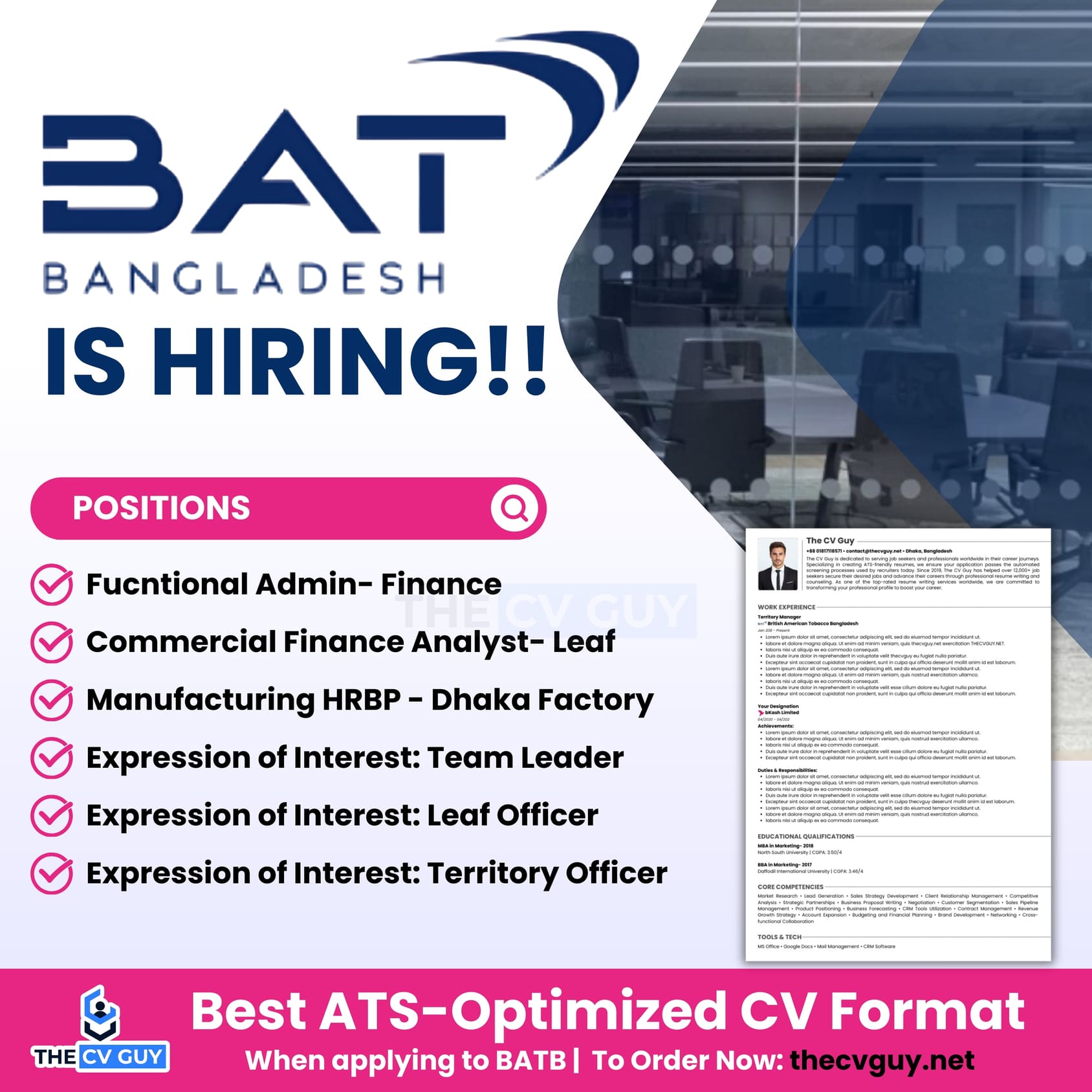 JOBS in BAT Bangladesh - The CV Guy