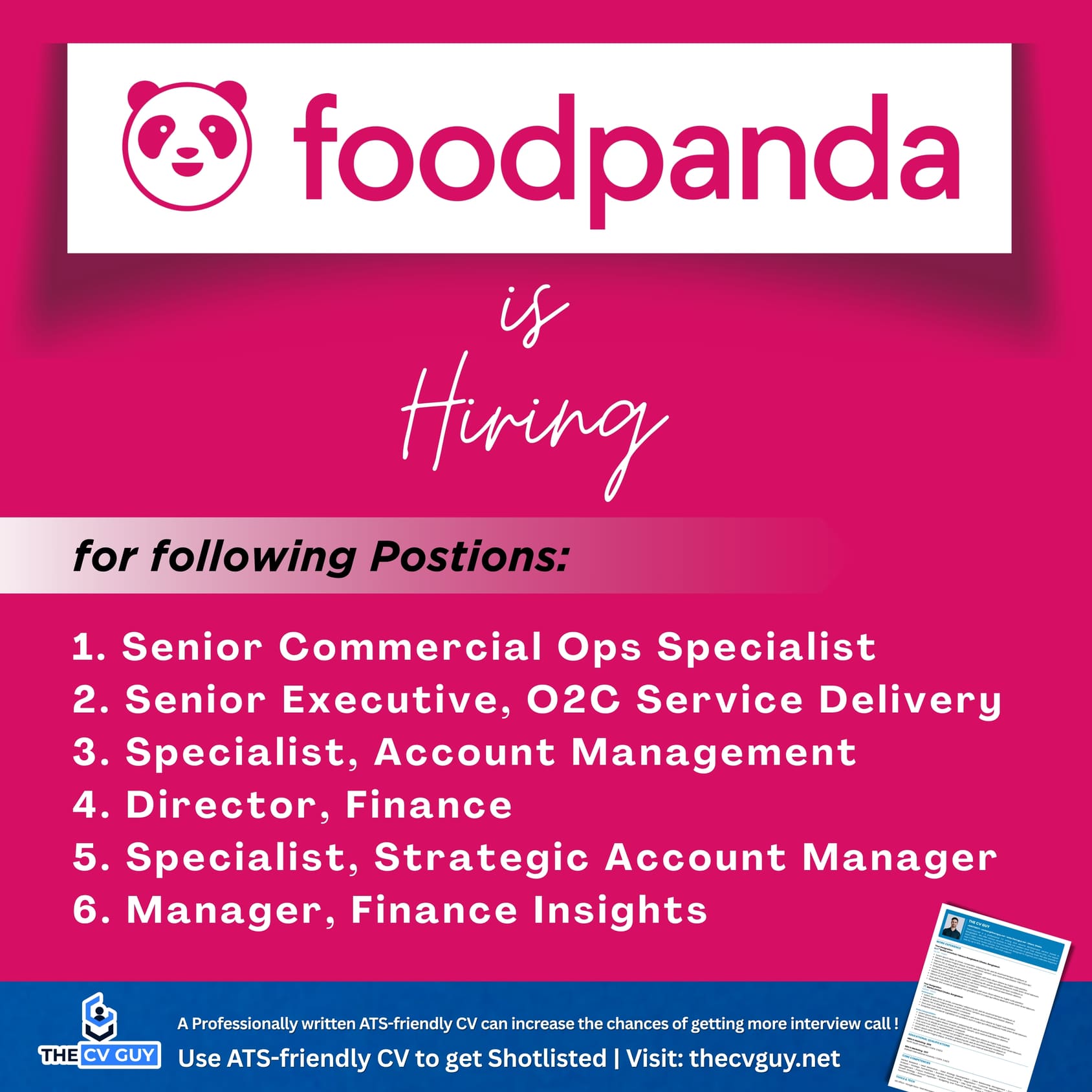 Foodpanda is hiring, The CV Guy, Jobs in BD, MNC Jobs