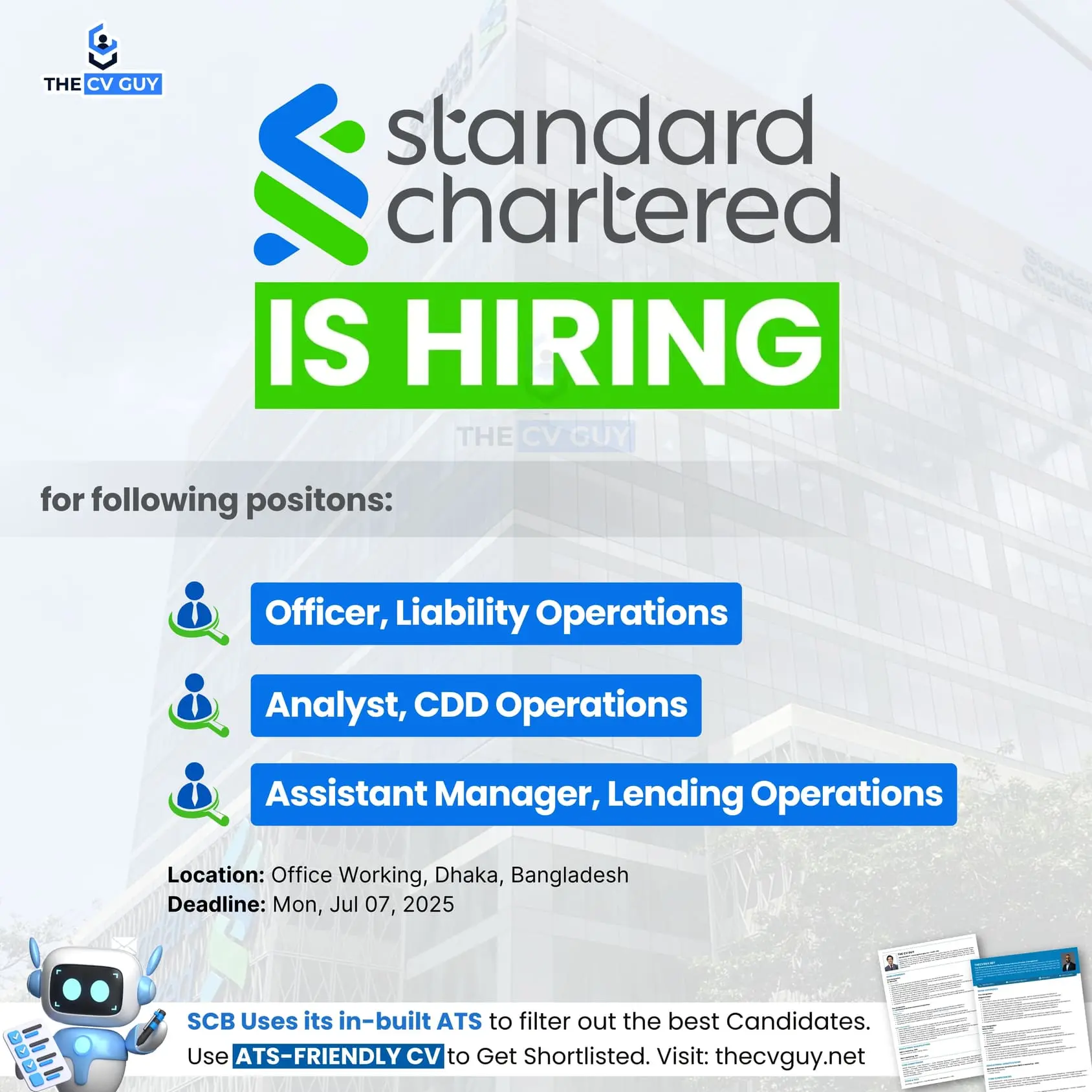 Standard Chartered Bangladesh- SCB is hiring 2025 | MNC Jobs, Bank Jobs | The CV Guy