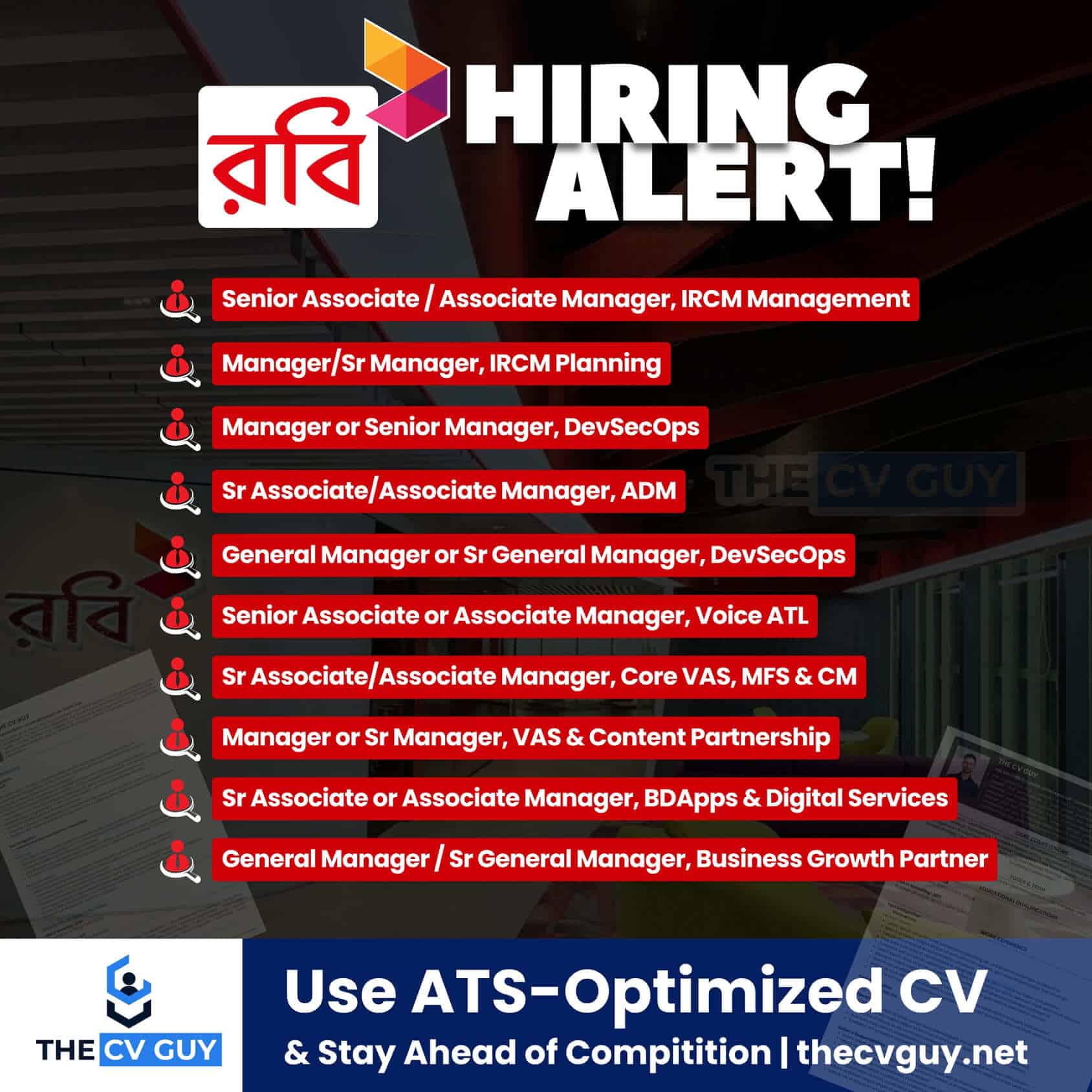 ROBI Career - Jobs in ROBI 2025 | The CV Guy, MNC Jobs