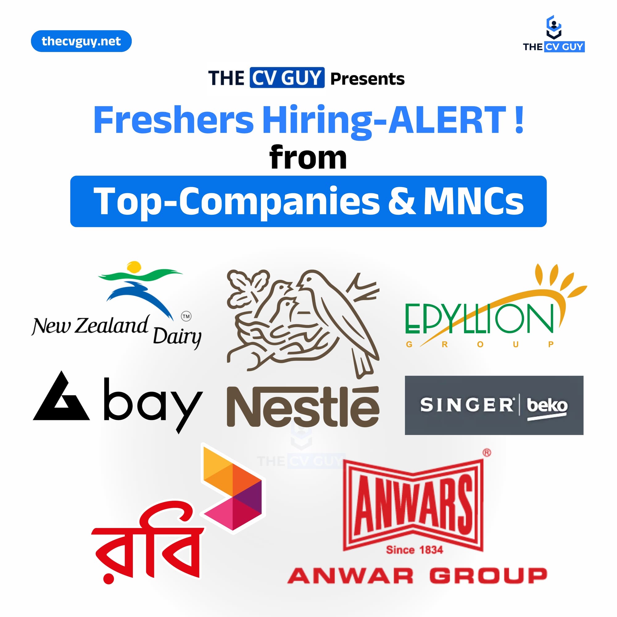 Freshers Jobs Hiring Alert 2025 – Top MNC & Company Jobs in Bangladesh | The CV Guy ​