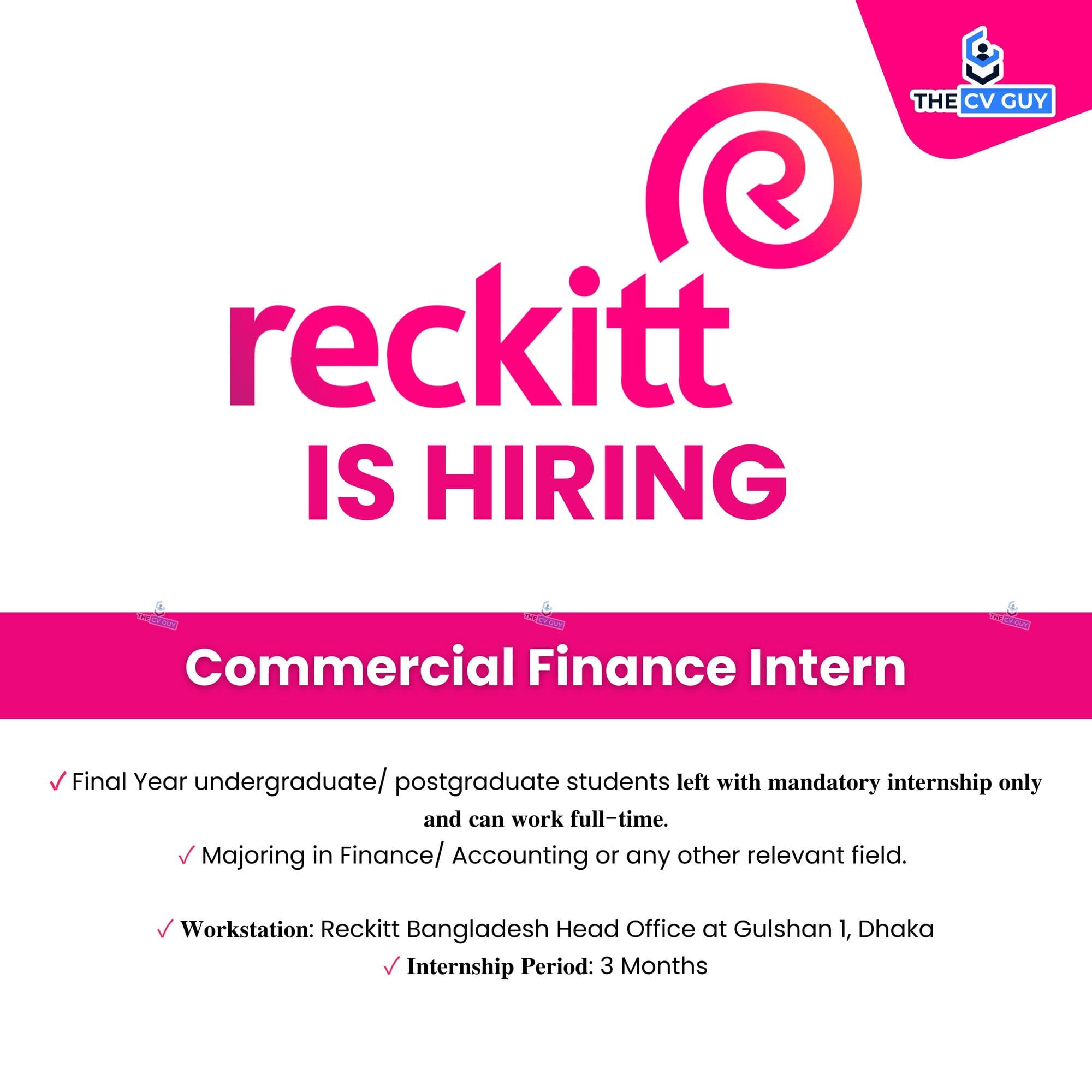 Reckitt is Hiring Commercial Finance Intern 2025