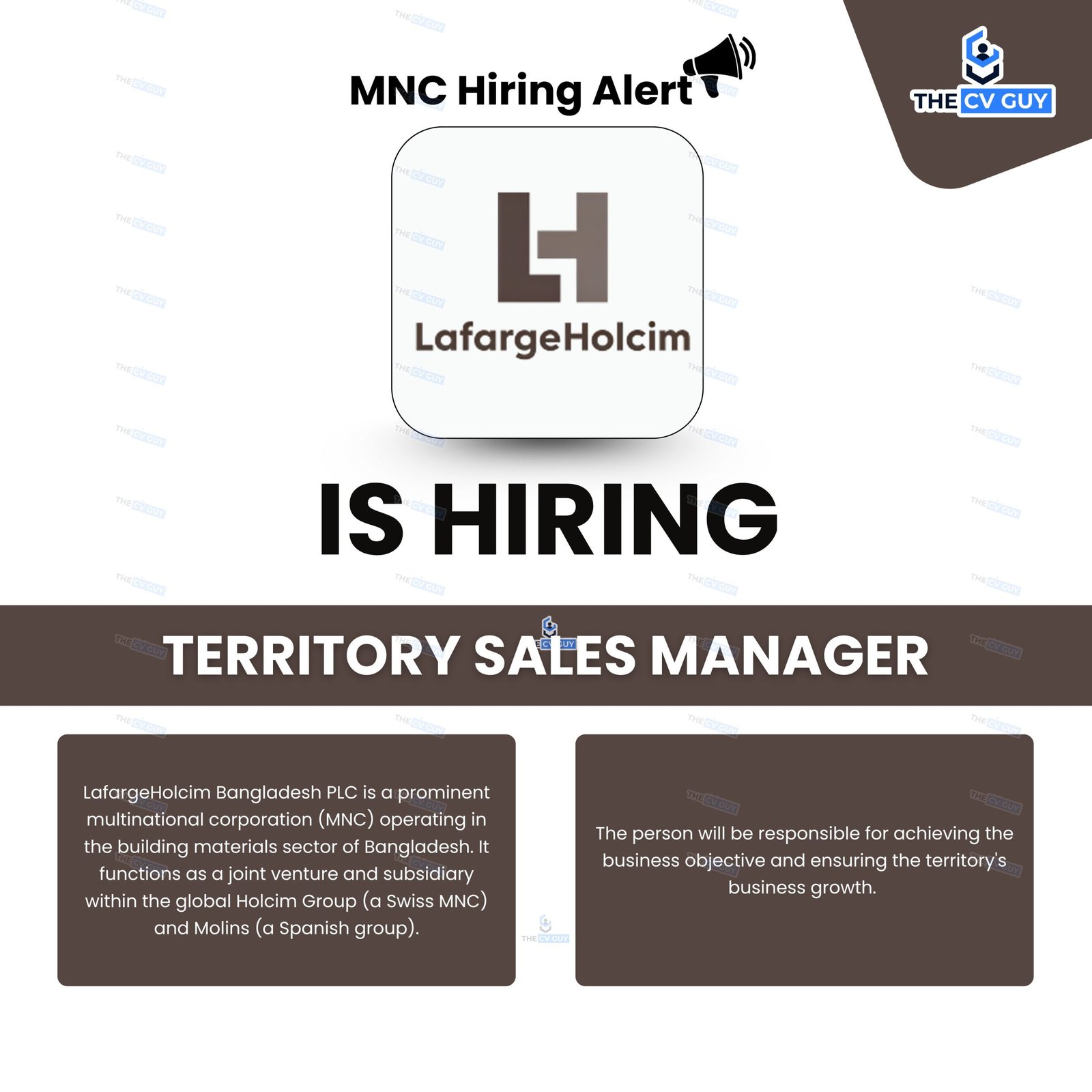 LafargeHolcim Bangladesh PLC is hiring Territory Sales Manager
