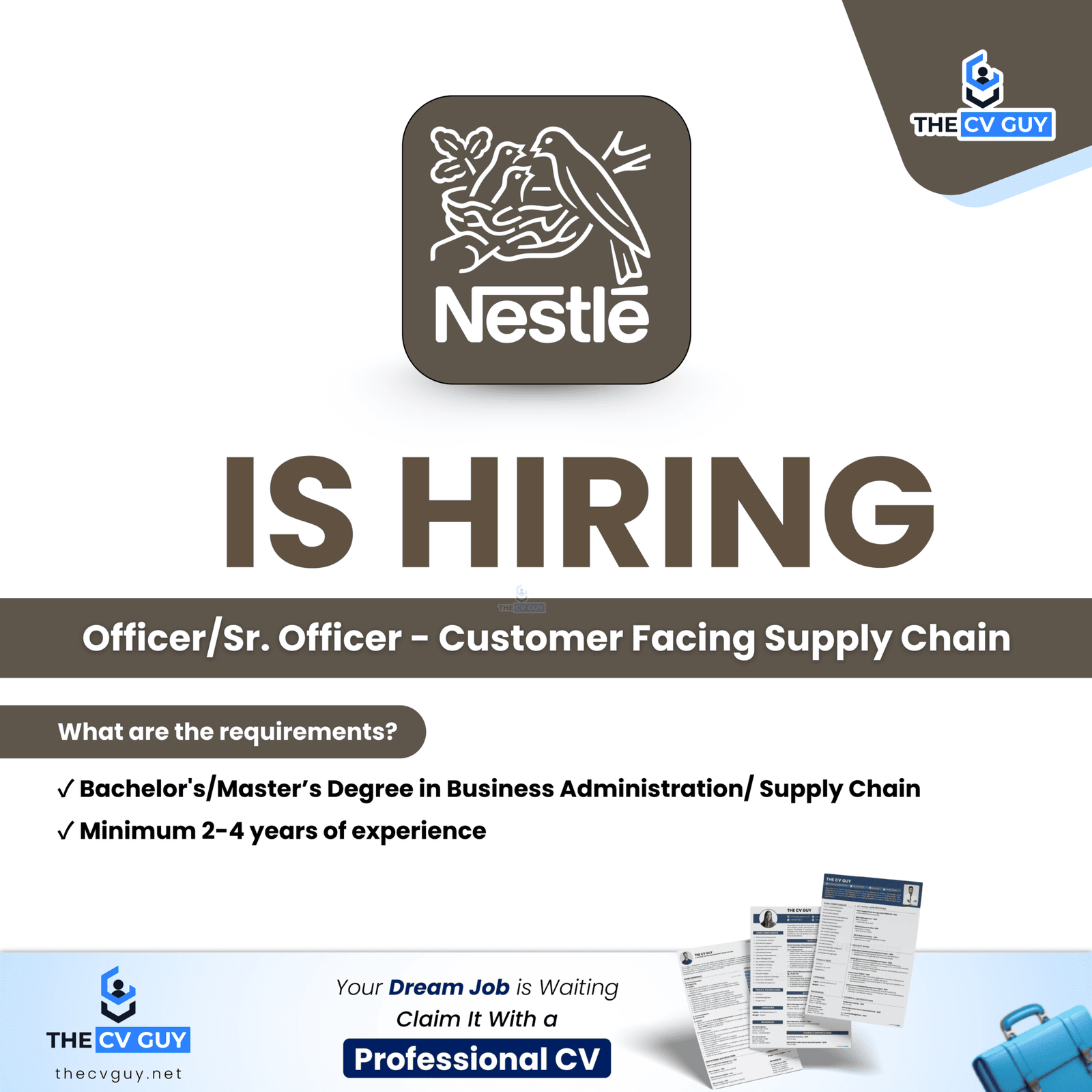 Nestlé Bangladesh PLC: is hiring Officer/Sr. Officer- Customer Facing Supply Chain | 2026