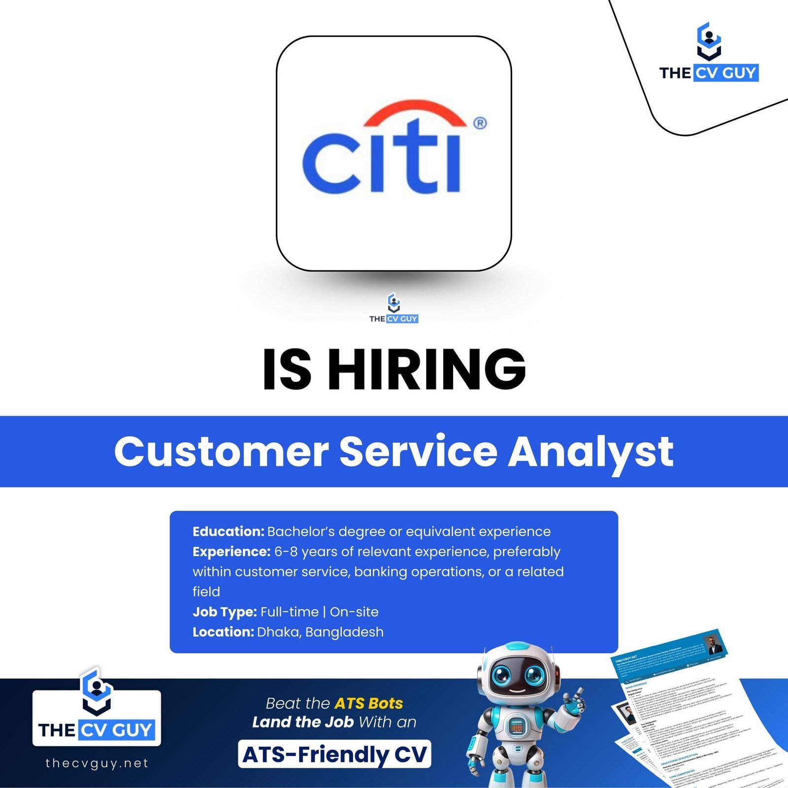 citi bank is Hiring Customer Service Analyst | 2026