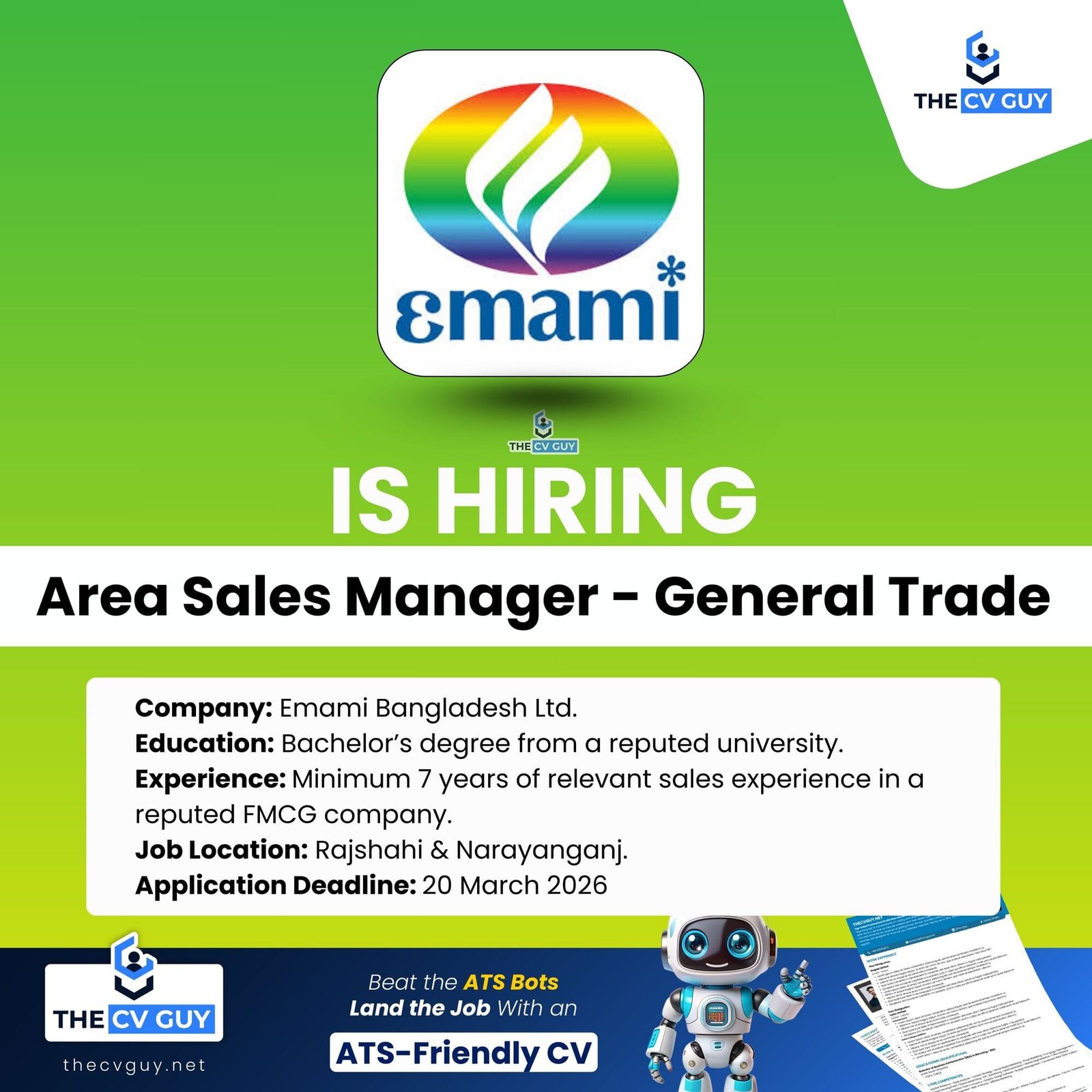 Emami Bangladesh Limited is Hiring Area Sales Manager - General Trade | 2026