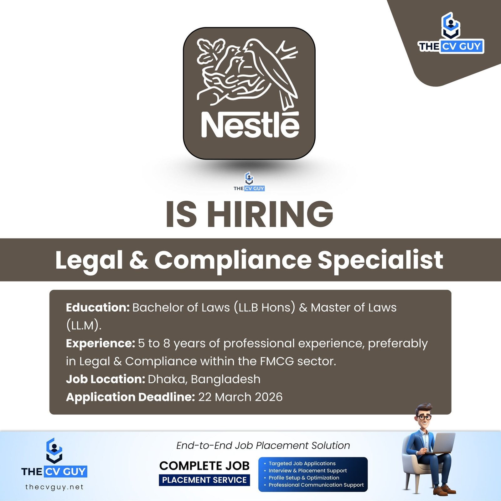 Nestlé Bangladesh PLC is hiring Legal & Compliance Specialist | 2026