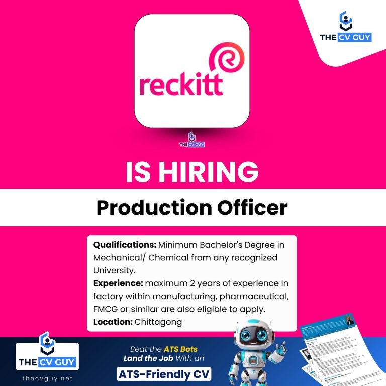 Reckitt Bangladesh is Hiring Production Officer | 2026