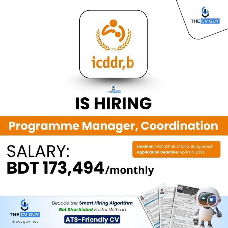 Icddr,b Is Hiring Programme Manager, Coordination | 2026