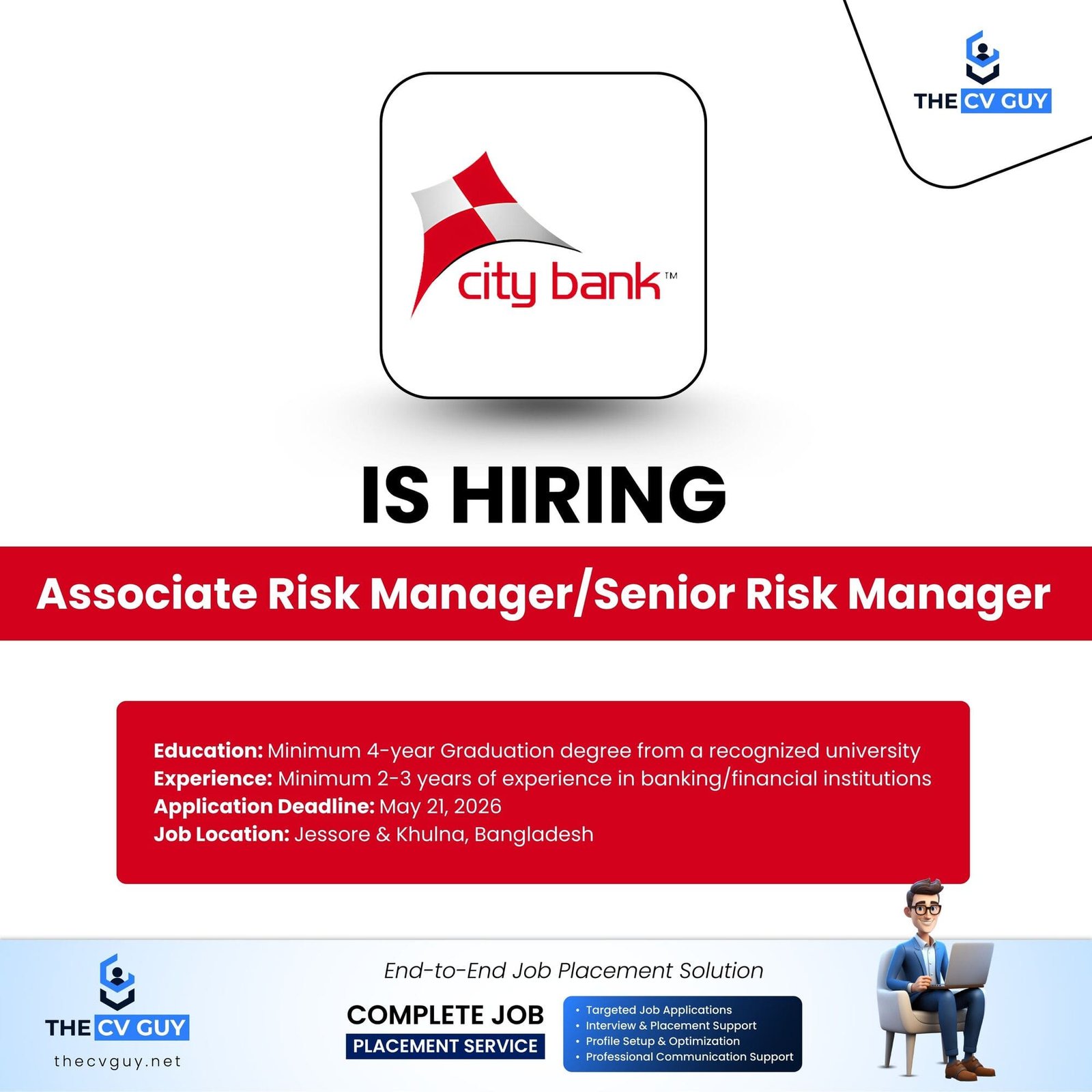 City Bank PLC is Hiring Associate Risk Manager/Risk Manager/Senior Risk Manager | 2026