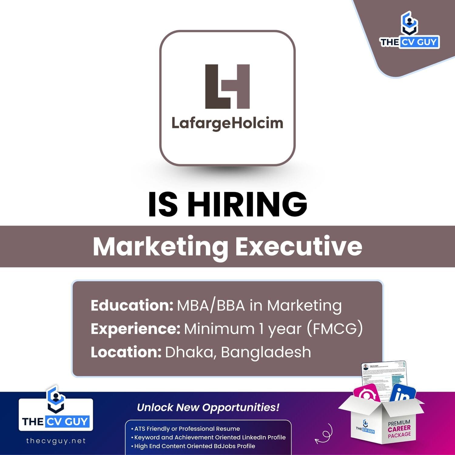 LafargeHolcim Bangladesh PLC. is hiring Marketing Executive