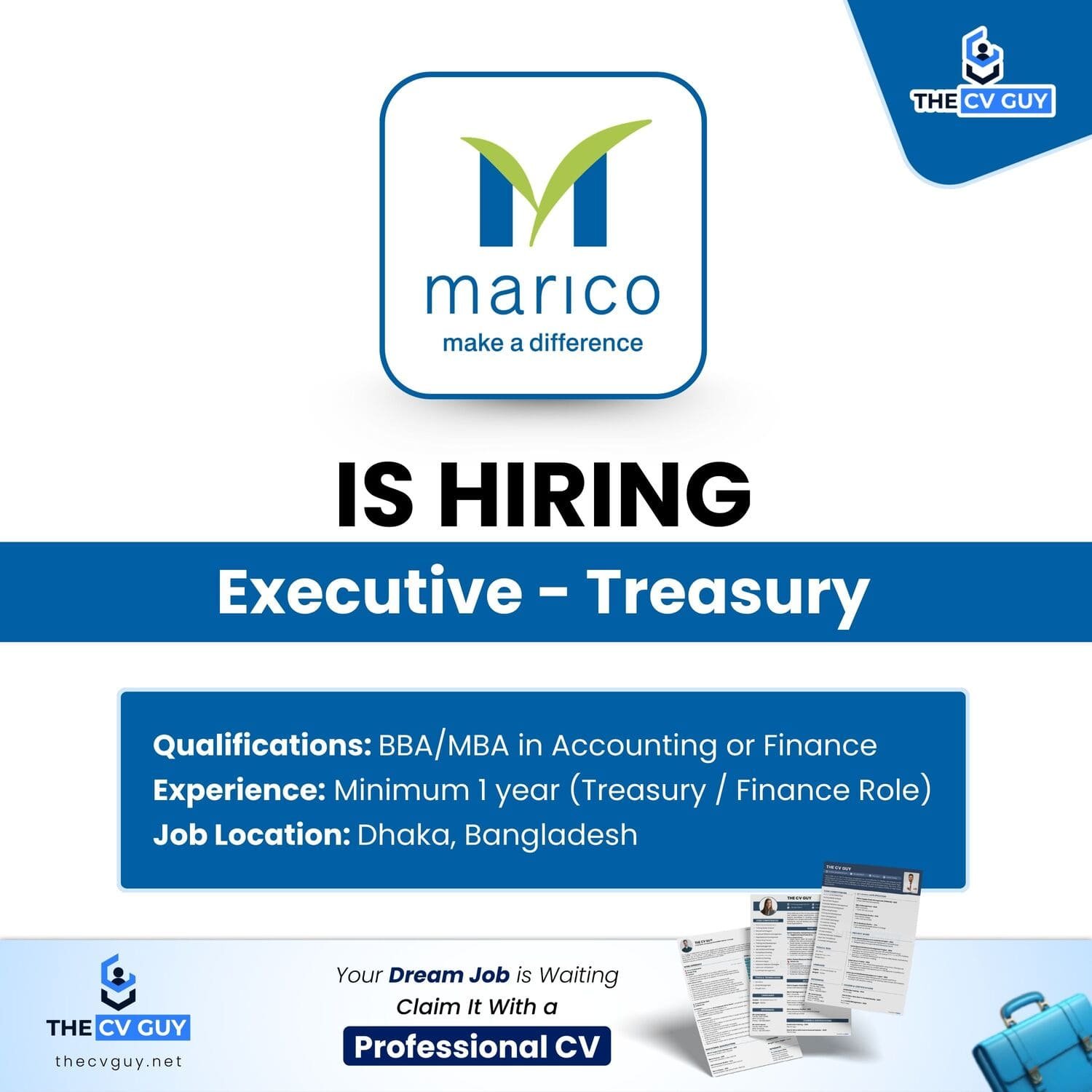 Marico Bangladesh Ltd. is Now hiring Executive - Treasury