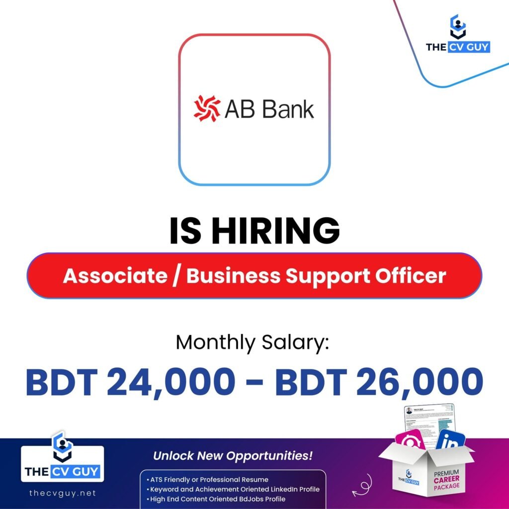 Start Your Banking Career with AB Bank PLC | Associate Business Support Officer / Business Support Officer Recruitment 2026Start Your Banking Career with AB Bank PLC | Associate Business Support Officer / Business Support Officer Recruitment 2026