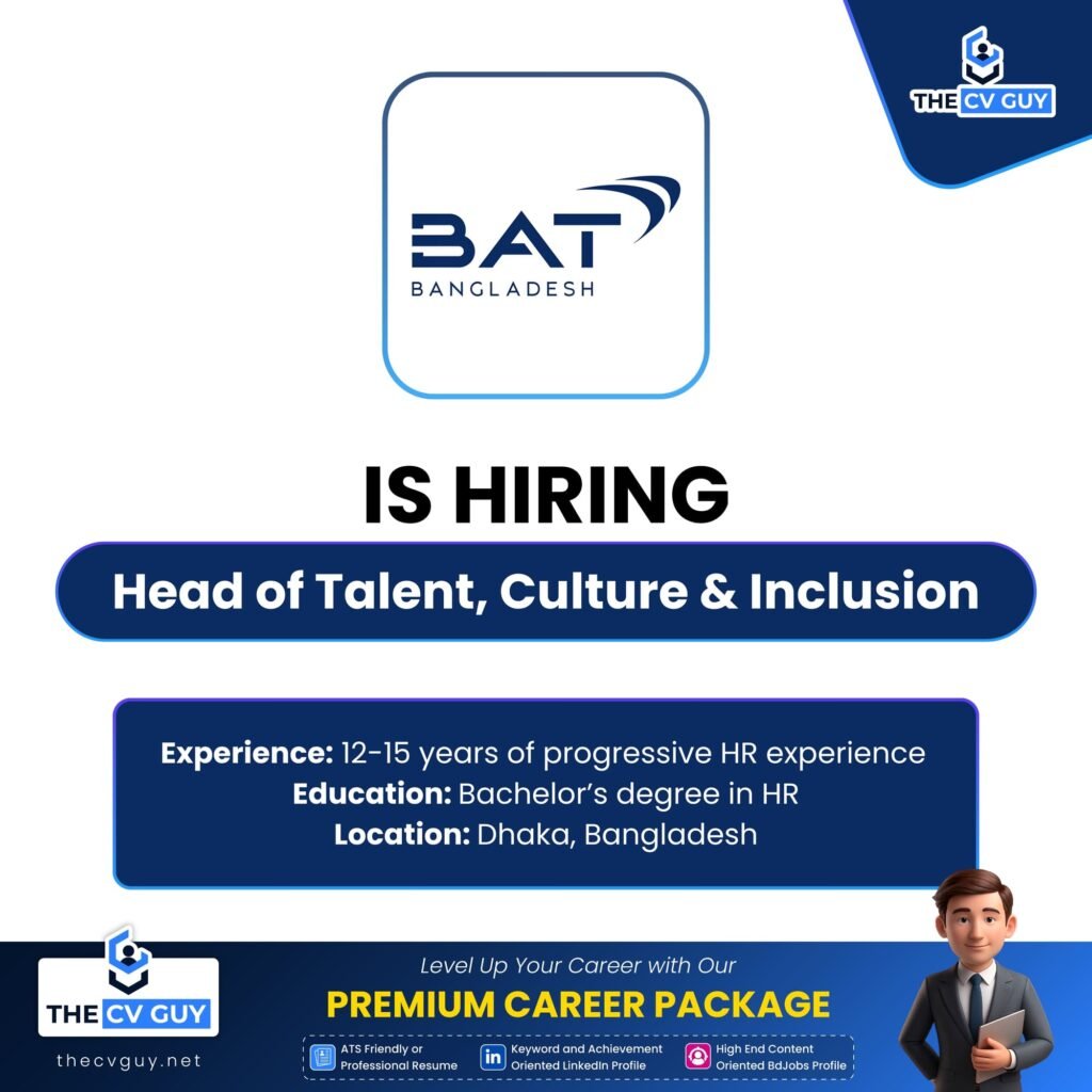 BAT Bangladesh Job Circular 2026 | Head of Talent, Culture & Inclusion - Bangladesh Vacancy | MNC Career Opportunity