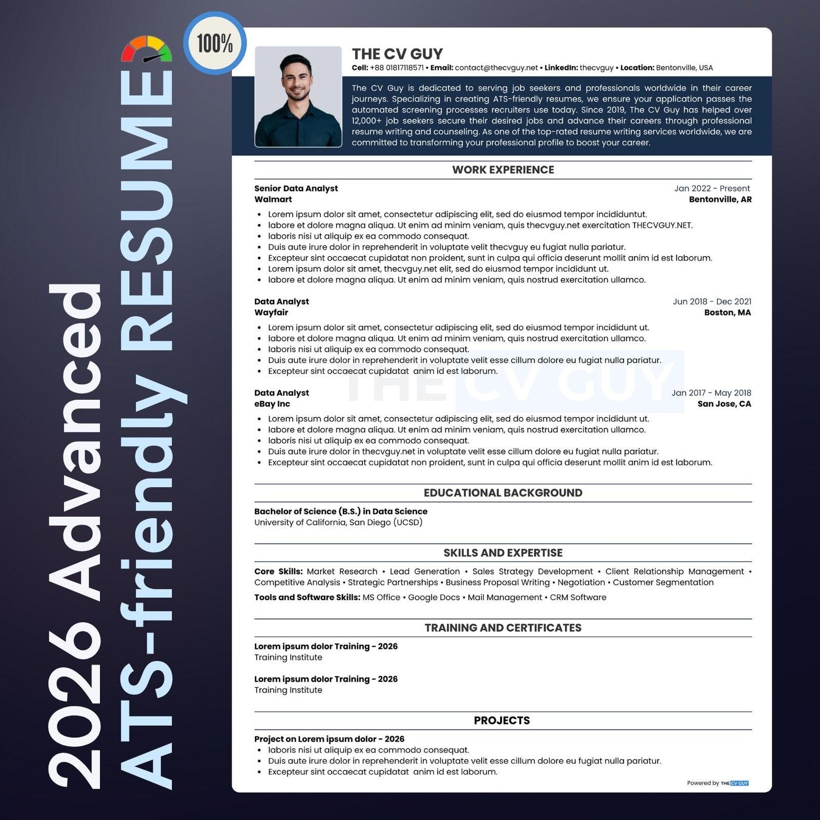 Summit ATS resume template by The CV Guy, best for Data, IT and analytics roles