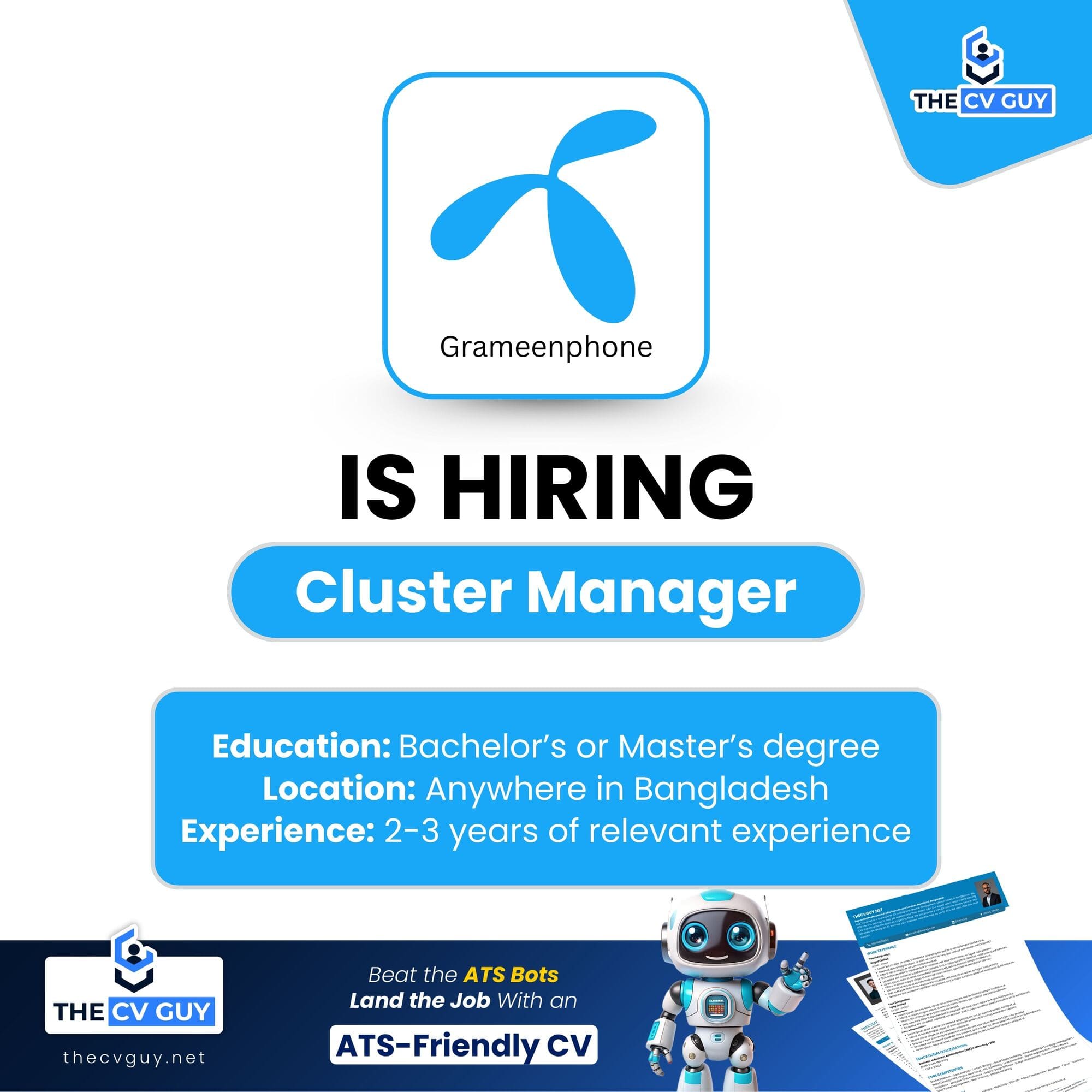 Grameenphone Ltd. Job Circular 2026 | Cluster Manager Job | Apply by 26 August
