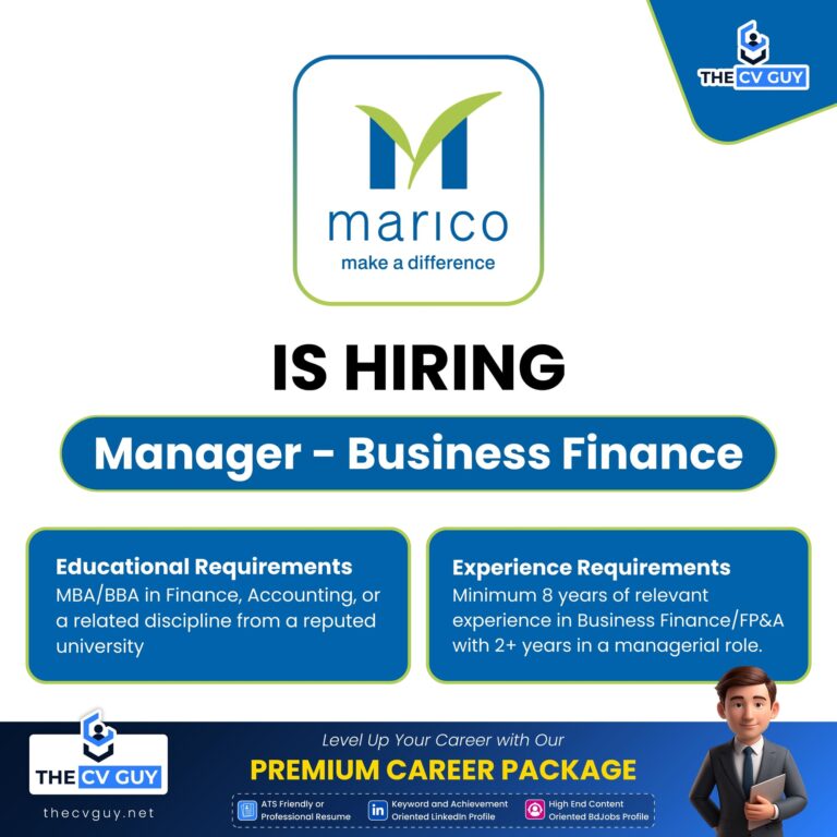 Marico Bangladesh Ltd Job Circular 2026 | Manager - Business Finance Job Vacancy
