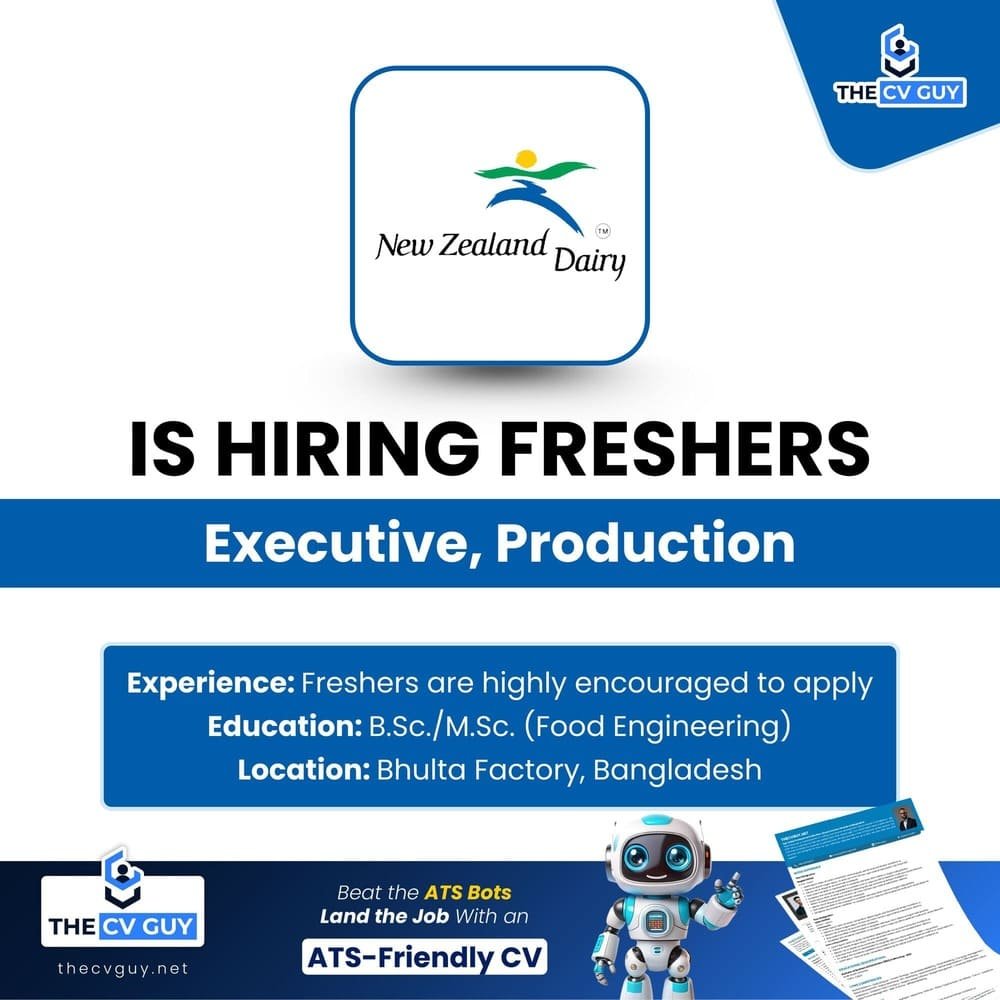 New Zealand Dairy Products (BD) Limited is hiring Executive, Production
