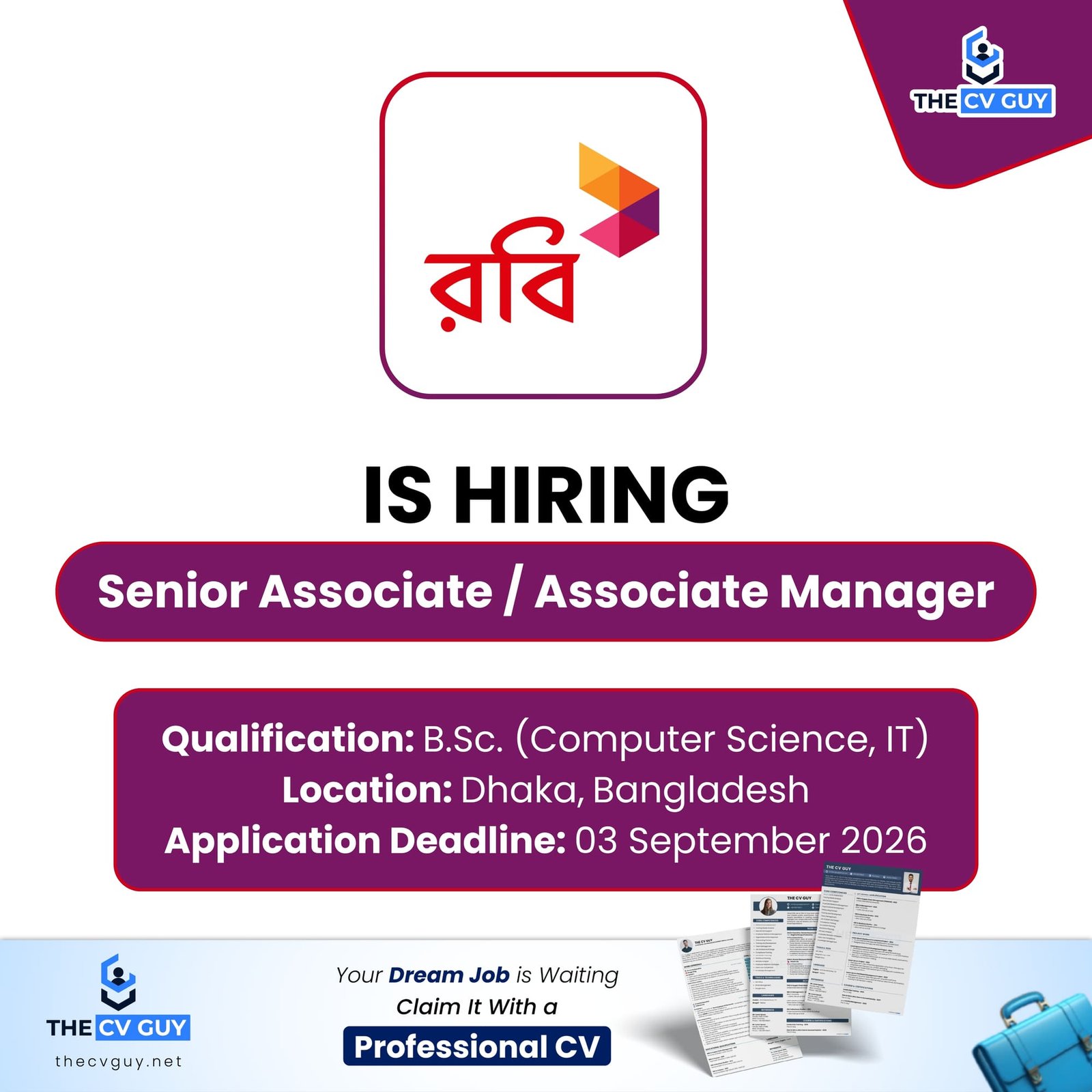 Robi Axiata PLC Job Circular 2026 | Senior Associate / Associate Manager Vacancy