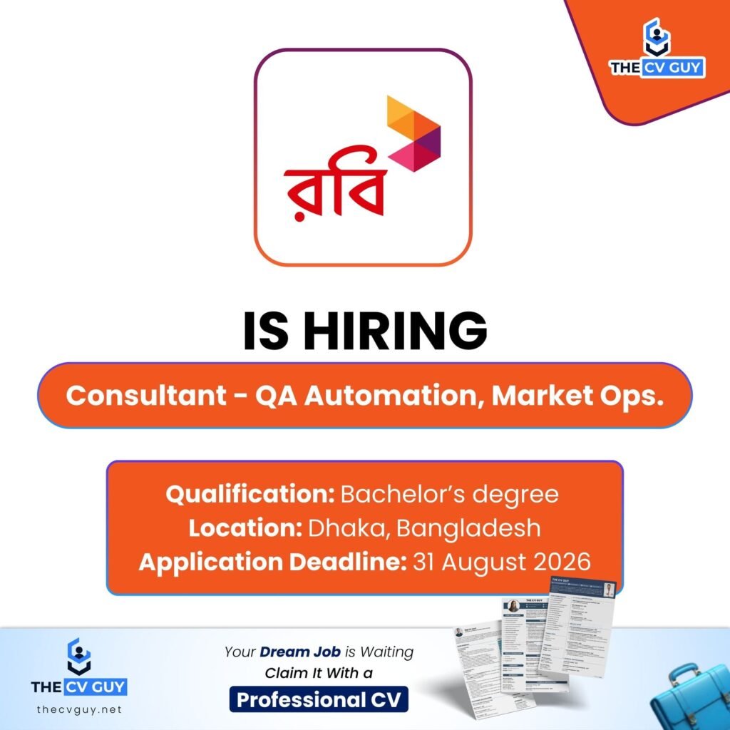 Robi Axiata PLC Job Circular 2026 | Consultant, QA Automation Vacancy | IT Career Opportunity