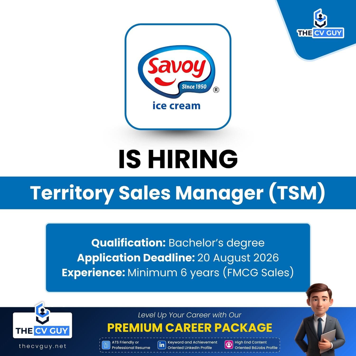 Territory Sales Manager (TSM) Jobs at Savoy Ice Cream Factory Limited