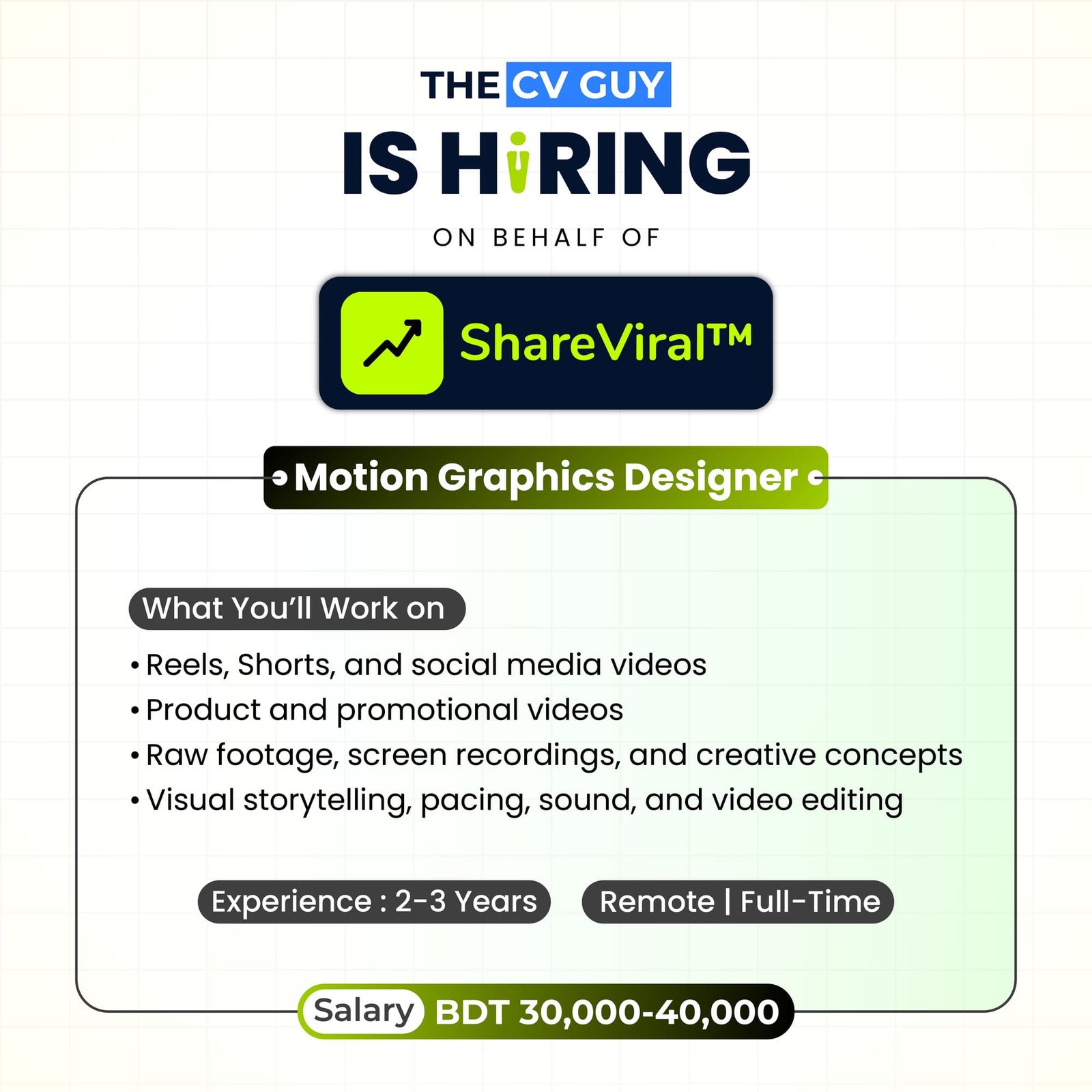 The CV Guy is Hiring on behalf of ShareViral | Apply Now