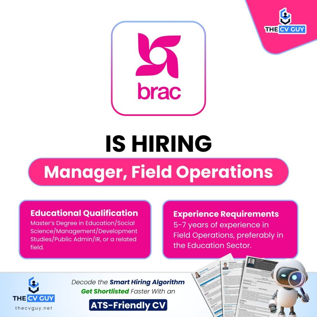 BRAC is Hiring Manager, Field Operations, BRAC Education Programme