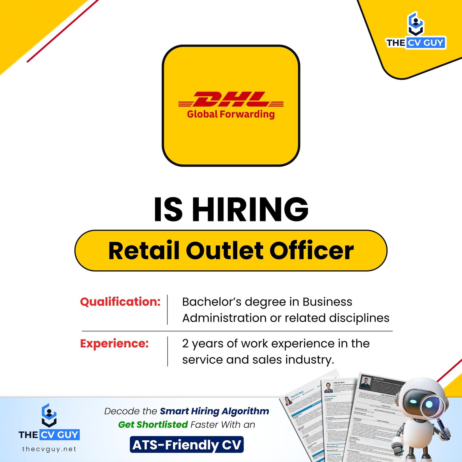 DHL Global Forwarding (Bangladesh) Ltd. is hiring Retail Outlet Officer