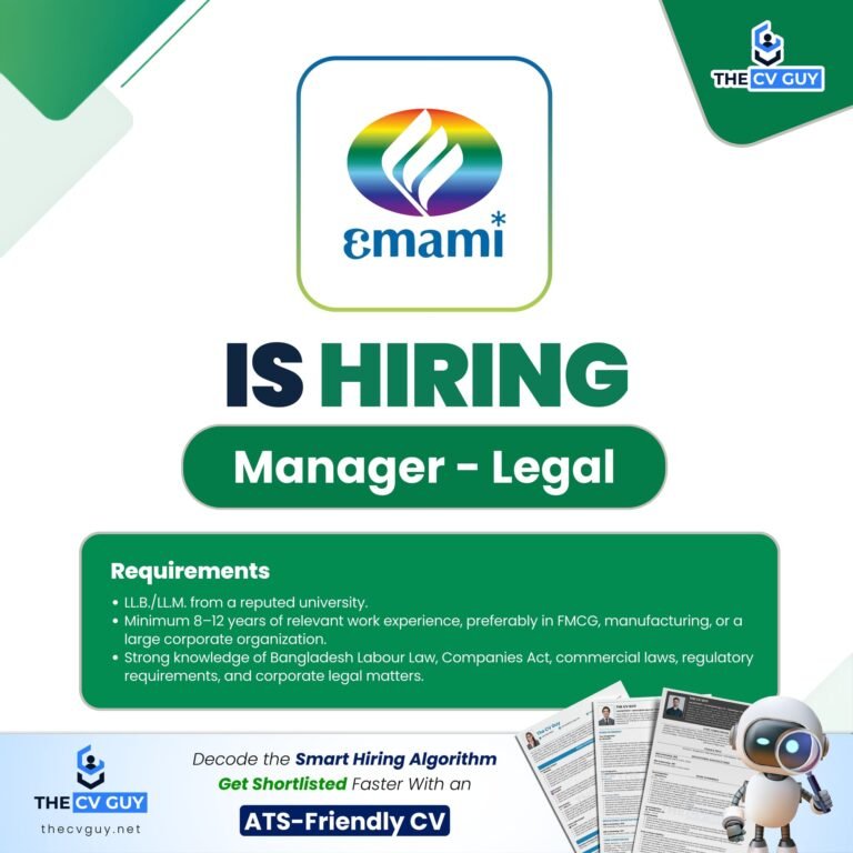 Emami Bangladesh Ltd. is Hiring Manager – Legal