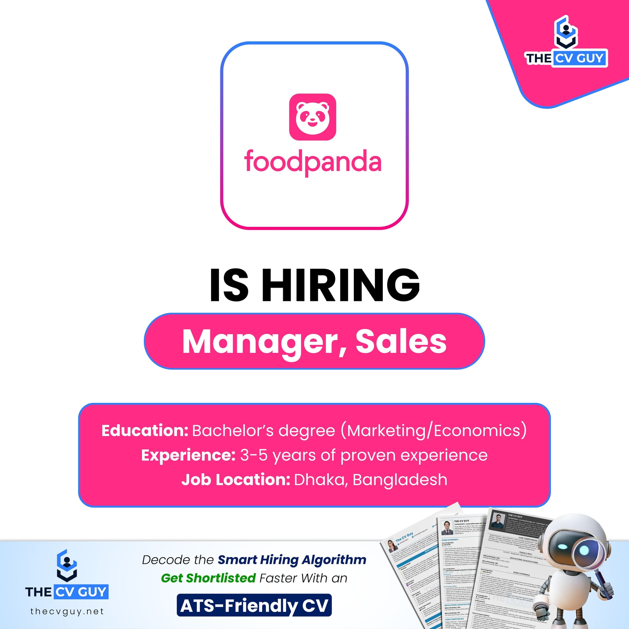 foodpanda Jobs in Bangladesh 2026 | Manager, Sales Vacancy