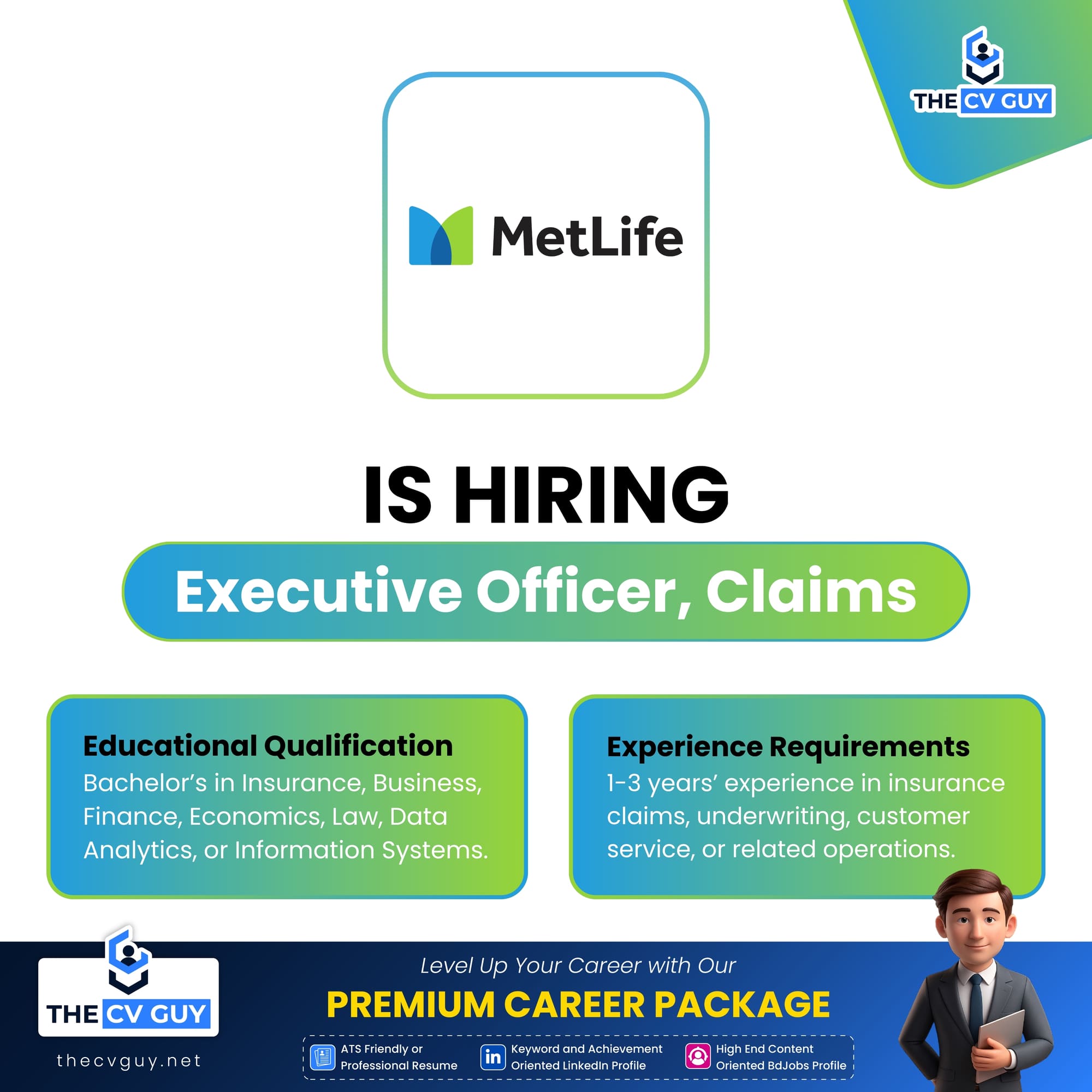 MetLife Bangladesh is Hiring Executive Officer, Claims | 2026