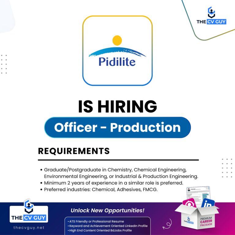 Pidilite Specialty Chemicals (Bangladesh) Private Ltd. Is hiring Officer - Production