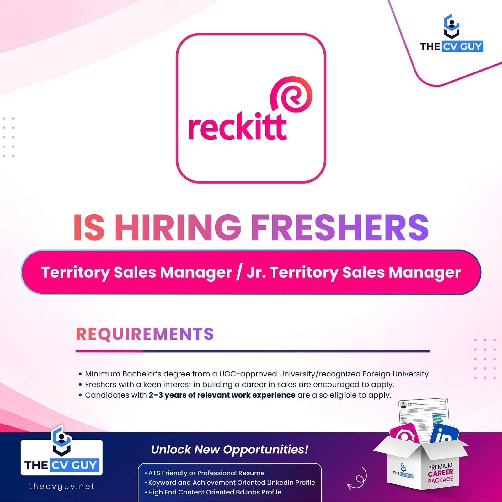 Standard Chartered Bangladesh- SCB is hiring 2025 | MNC Jobs, Bank Jobs | The CV Guy 10 The CV Guy is the No.1 Resume/CV Writer in Bangladesh, Asia & Middle East Career Opportunity: Territory Sales Manager / Jr. Territory Sales Managerat Reckitt Bangladesh