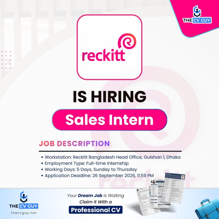 Reckitt Bangladesh Is Hiring Sales Intern | Sales Internship Job in Dhaka 2026
