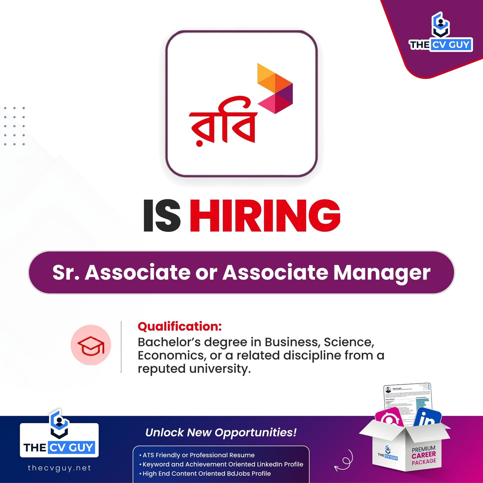 Robi Axiata PLC Job Circular 2026 | Senior Associate or Associate Manager
