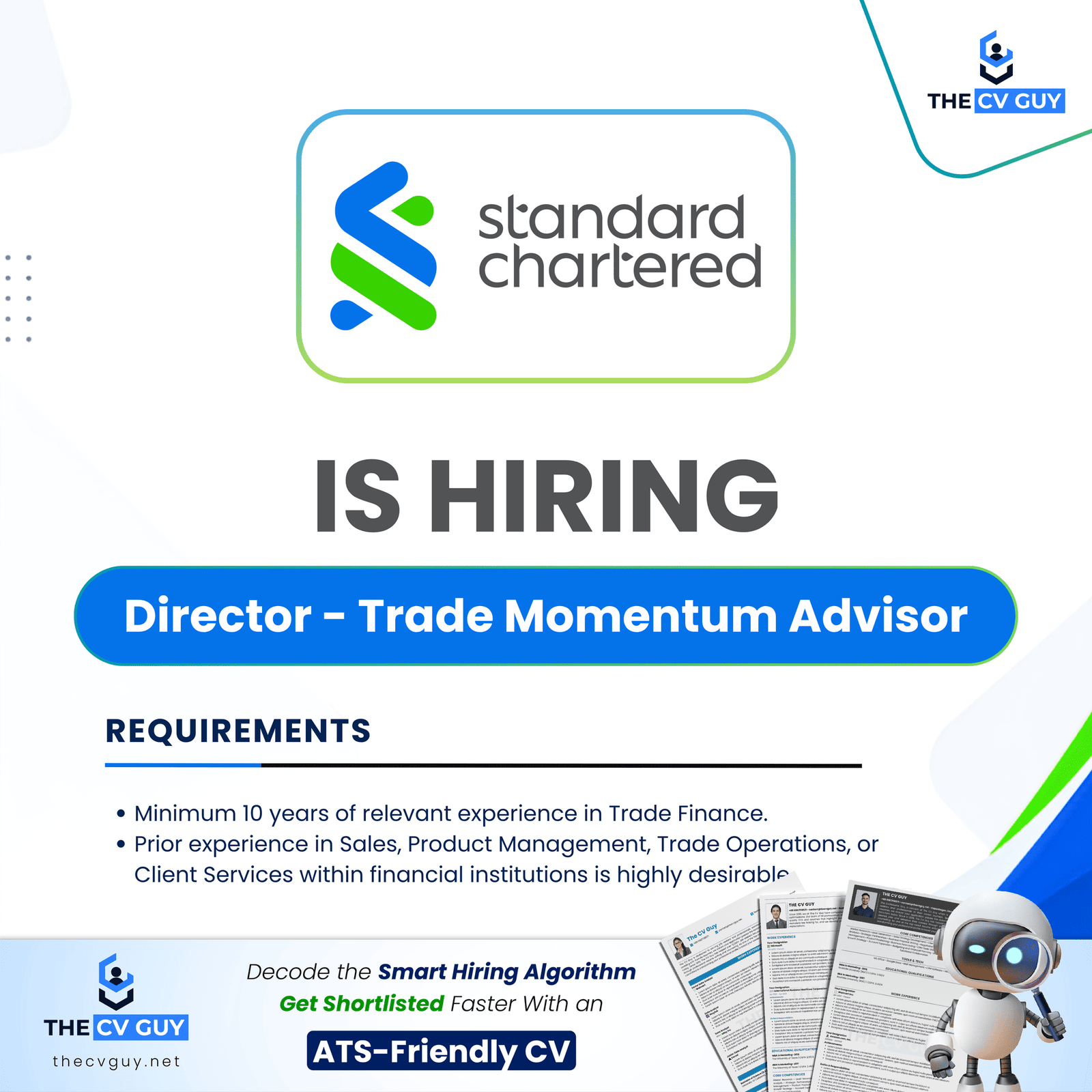 Standard Chartered Bank is hiring Director - Trade Momentum Advisor