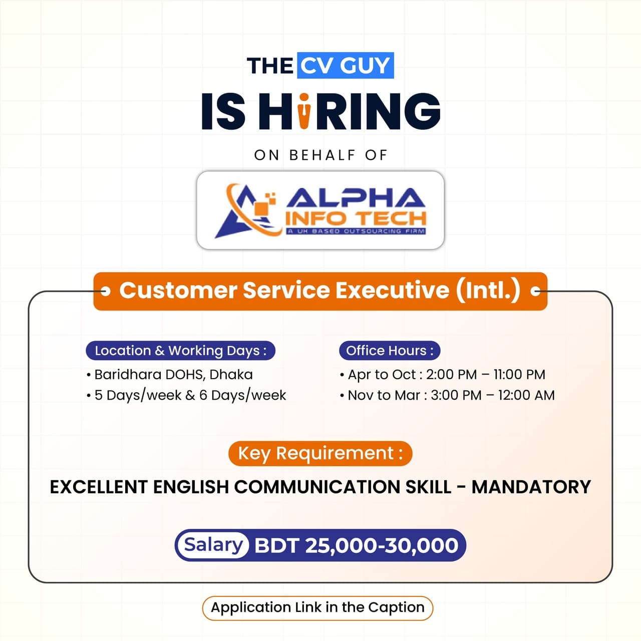 Alpha Info Tech is hiring Customer Service Executive (Intl.)