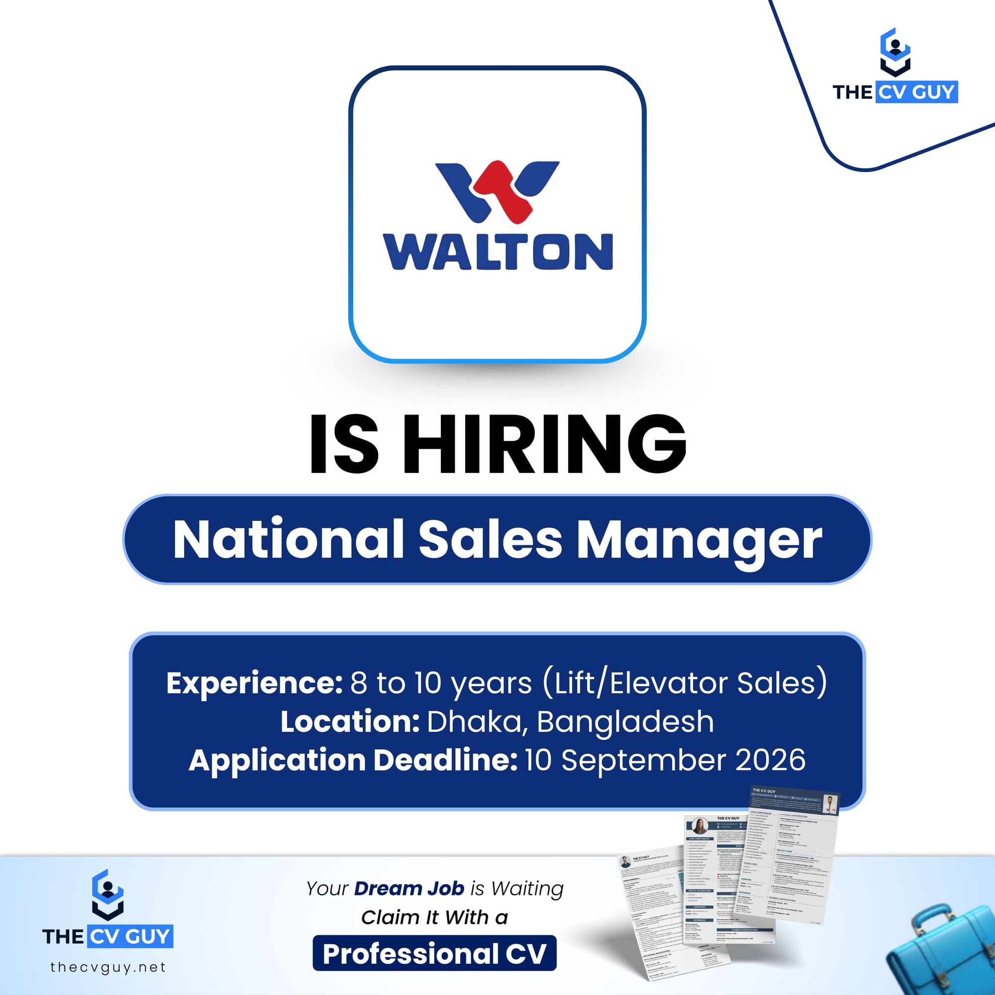 Walton Hi-Tech Industries PLC is hiring National Sales Manager