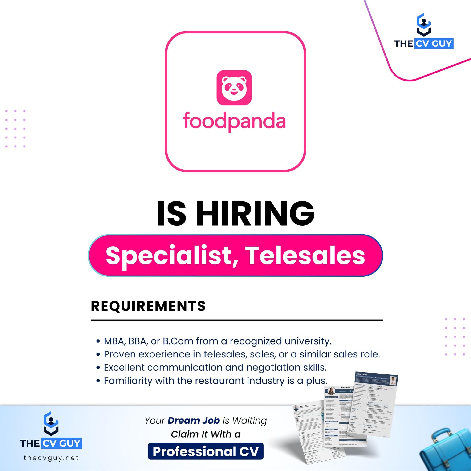 foodpanda Specialist, Telesales Job in Dhaka | Sales Job in Bangladesh