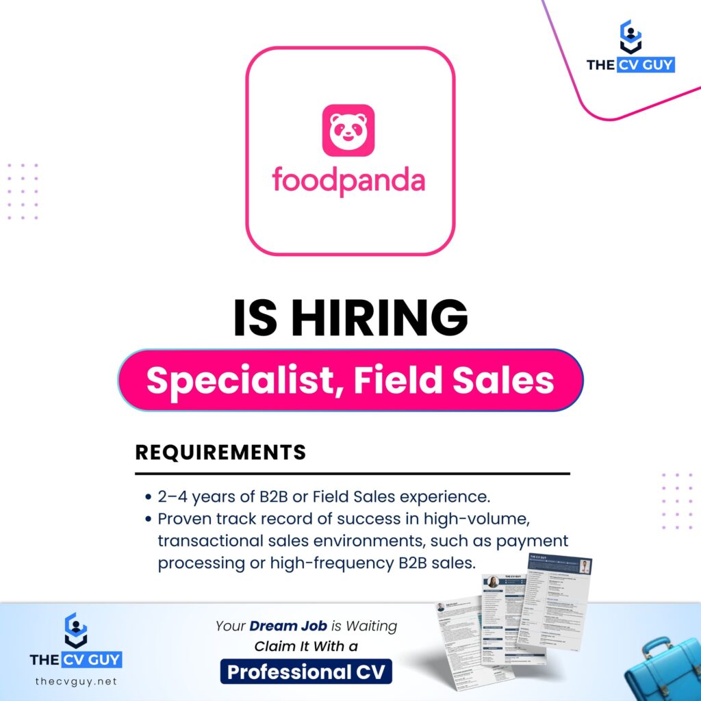 foodpanda Specialist, Field Sales Job in Dhaka | Sales Job in Bangladesh 1 The CV Guy is the No.1 Resume/CV Writer in Bangladesh, Asia & Middle East foodpanda Specialist, Field Sales Job in Dhaka | Sales Job in Bangladesh