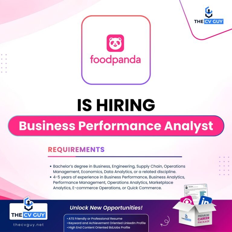 Foodpanda is Hiring Business Performance Analyst (Shops)