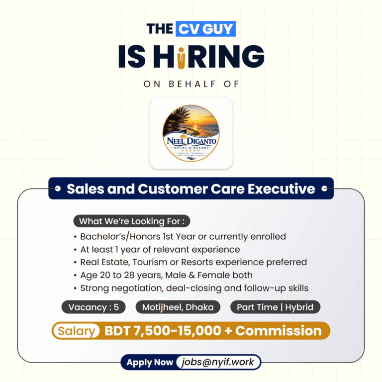Sales and Customer Care Executive Job at Neel Diganto Hotel & Resort